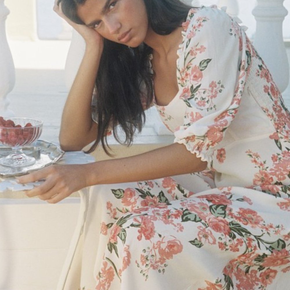NWT Faithfull the Brand Bronte Midi Dress Magnolia Floral Print